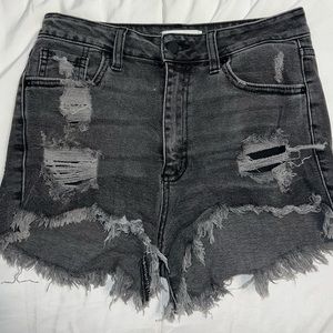 JBD Faded Black Denim High Waisted Shorts